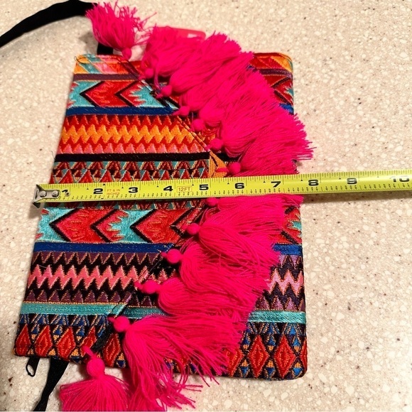 Ethnic Boho Crossbody Bag Handmade Embroidery Tassels Chic Vibrant Colorful NEW - Picture 12 of 16